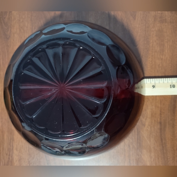7pc Anchor Hocking Royal Ruby Red Thumbprint Pattern 1 Large & 6 Small Bowls - Picture 6 of 6